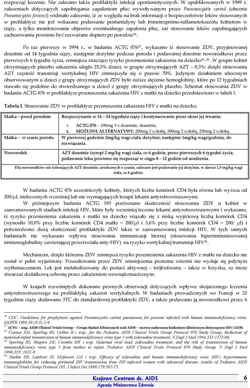 leków stosowanych w profilaktyce nie jest wskazane podawanie pentamidyny lub trimetroprimu sulfametoksazolu kobietom w ciąży, a tylko monitorowanie objawów ewentualnego zapalenia płuc, zaś stosowanie