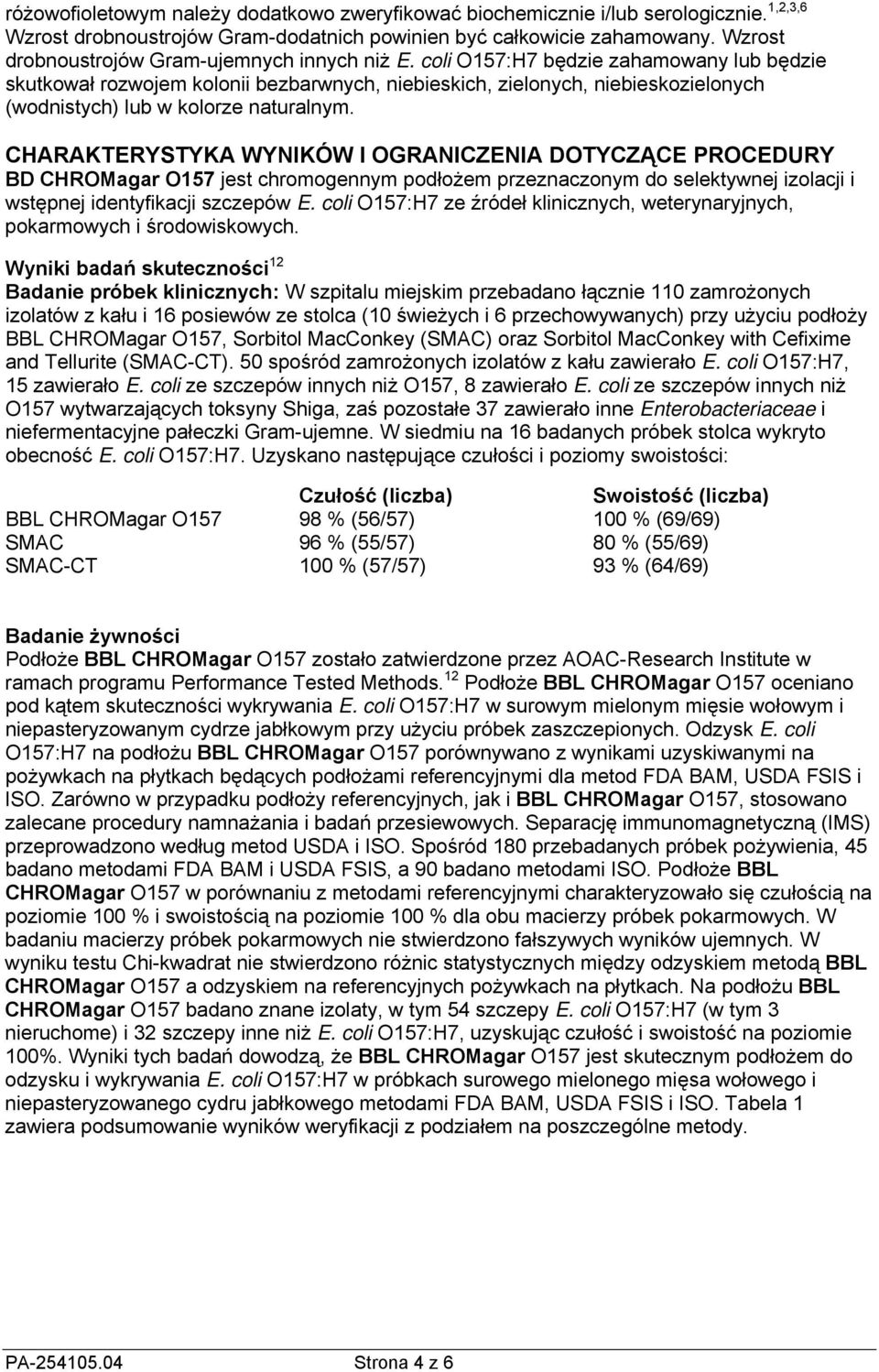 coli O157:H7 będzie zahamowany lub będzie skutkował rozwojem kolonii bezbarwnych, niebieskich, zielonych, niebieskozielonych (wodnistych) lub w kolorze naturalnym.