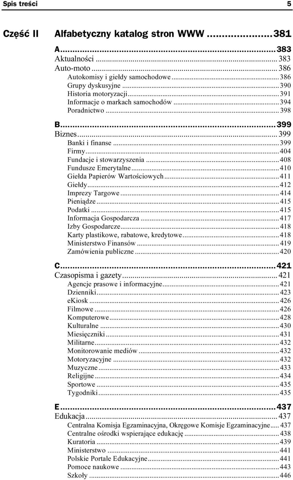 .....410 Giełda Papierów Wartościowych......411 Giełdy.........412 Imprezy Targowe......414 Pieniądze......415 Podatki.......415 Informacja Gospodarcza......417 Izby Gospodarcze.