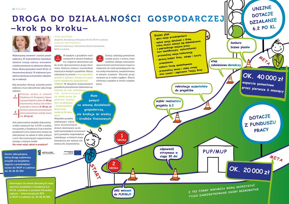 W większości projektów rekrutacja uczestników odbędzie się w wakacje. Aby pozyskać dotację, przyszły przedsiębiorca musi zdecydować jaką drogę wybiera. 1 2 Dotacje unijne w ramach Działania 6.