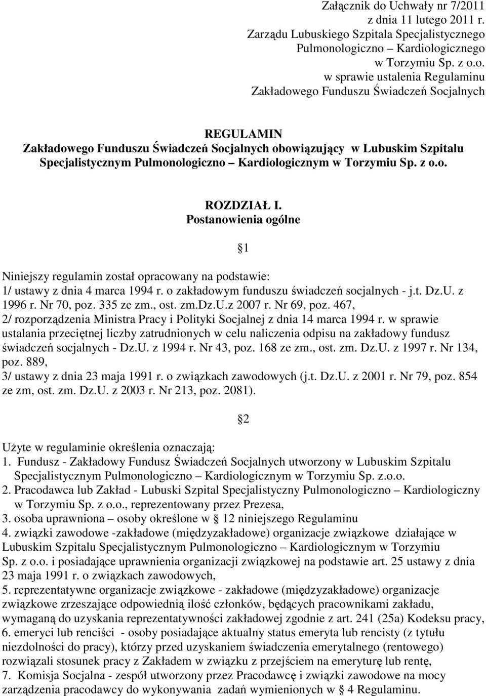 2011 r. Zarządu Lubuskiego 