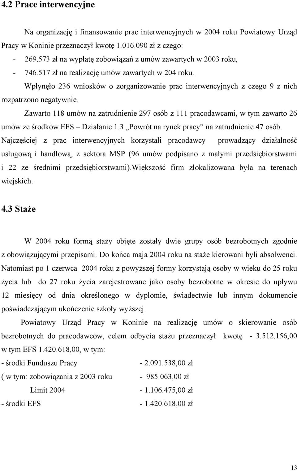 Wpłynęło 236 wniosków o zorganizowanie prac interwencyjnych z czego 9 z nich rozpatrzono negatywnie.