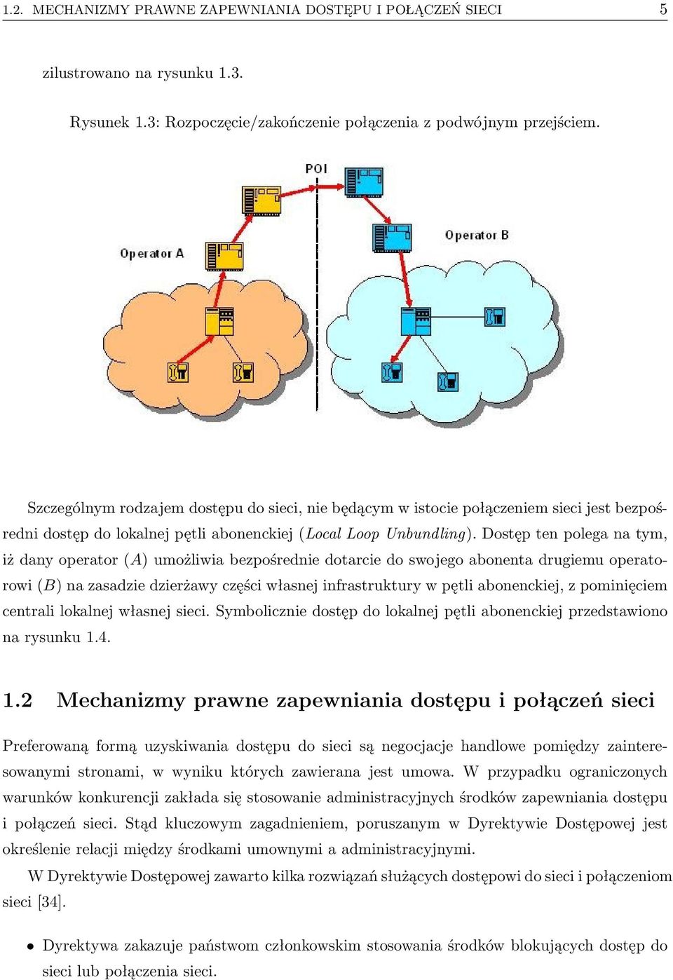 Dostęp ten polega na tym, iż dany operator (A) umożliwia bezpośrednie dotarcie do swojego abonenta drugiemu operatorowi (B) na zasadzie dzierżawy części własnej infrastruktury w pętli abonenckiej, z
