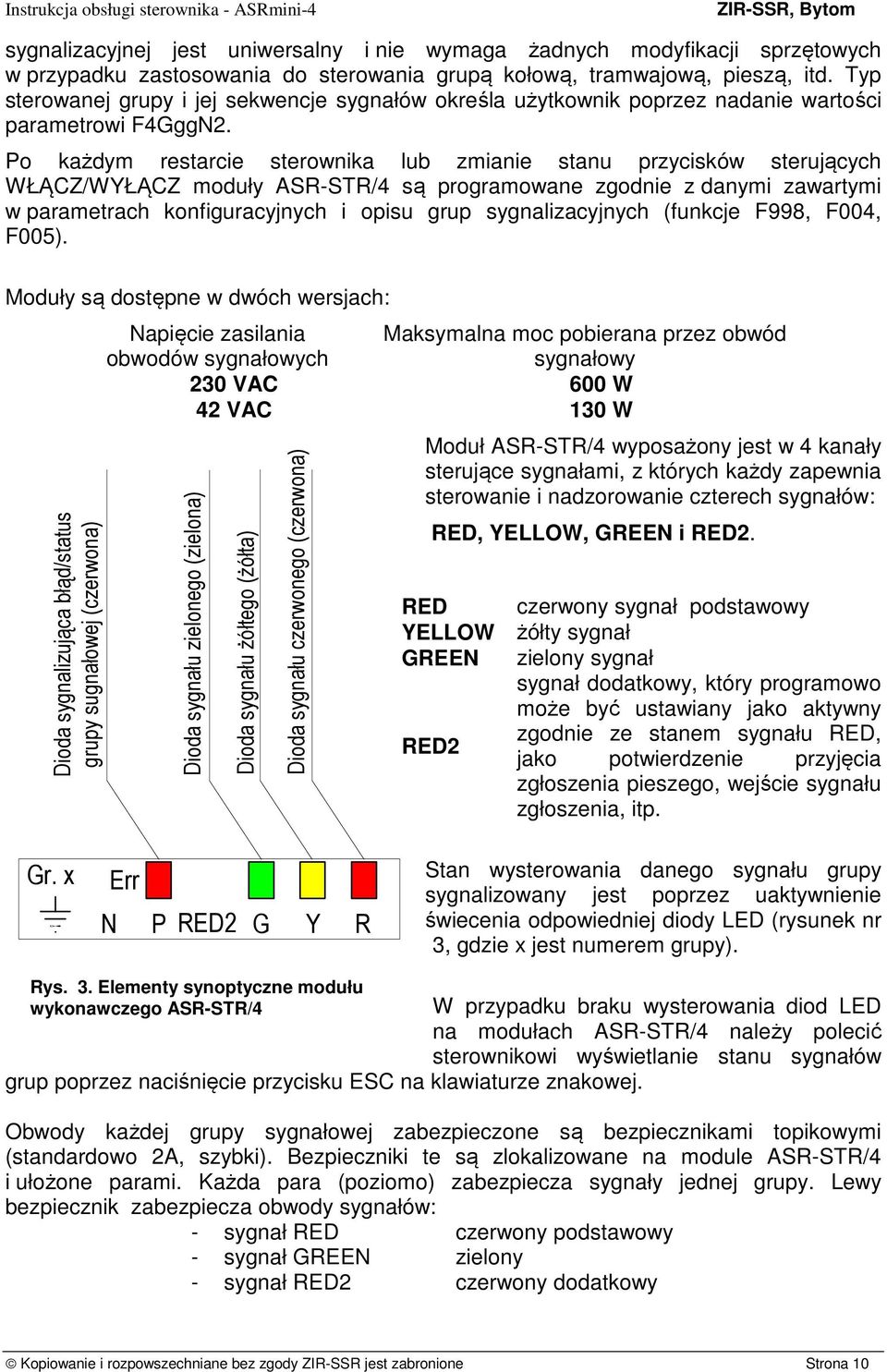 Po każdym restarcie sterownika lub zmianie stanu przycisków sterujących WŁĄCZ/WYŁĄCZ moduły ASR-STR/4 są programowane zgodnie z danymi zawartymi w parametrach konfiguracyjnych i opisu grup