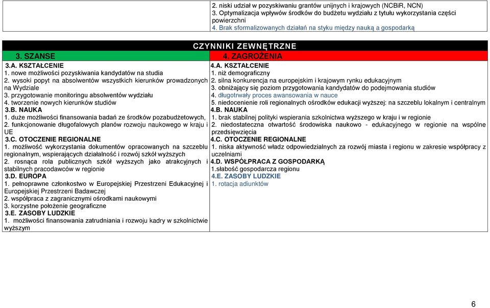 funkcjonowanie długofalowych planów rozwoju naukowego w kraju i UE 3.C. OTOCZENIE REGIONALNE 1.