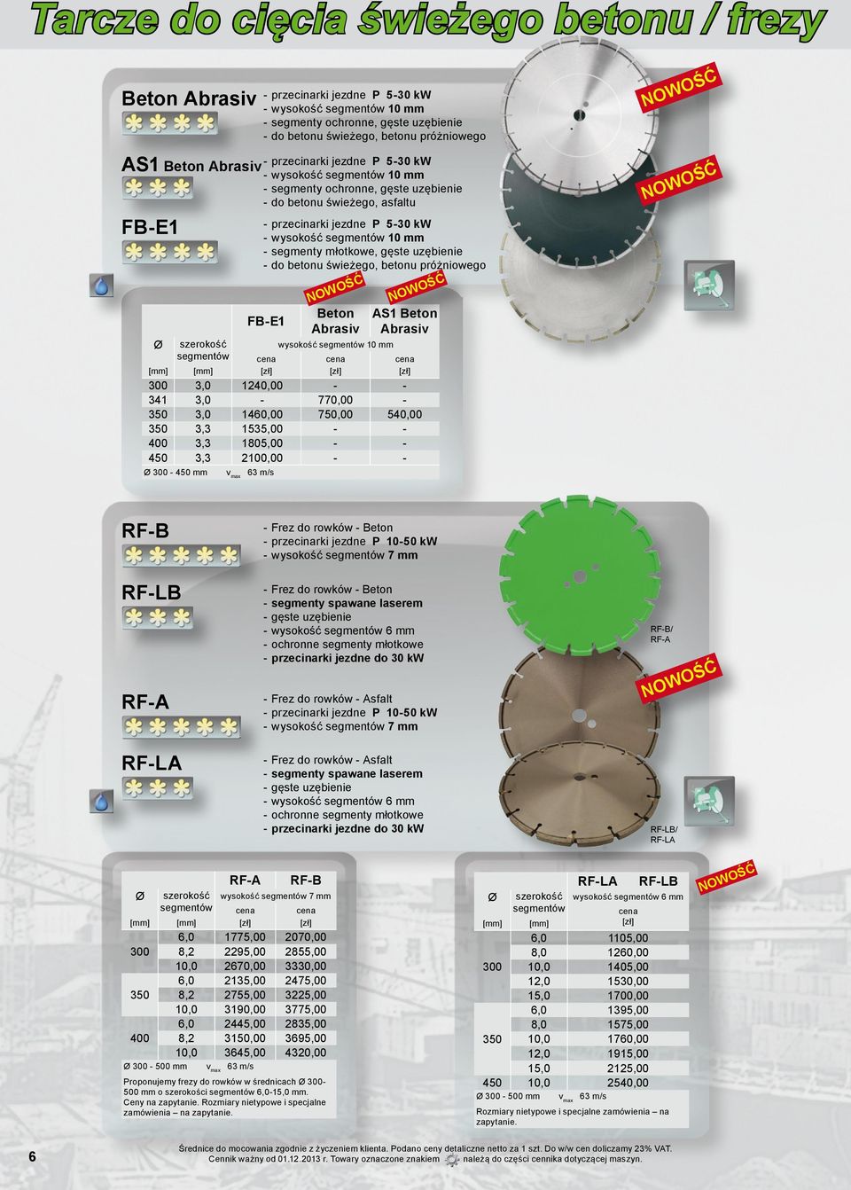 Beton AS1 Beton Abrasiv Abrasiv 1240,00 1460,00 1530 1800 2100,00 770,00 750,00 540,00 RFB Frez do rowków Beton przecinarki jezdne P 1050 k wysokość 7 mm RFLB Frez do rowków Beton segmenty spawane