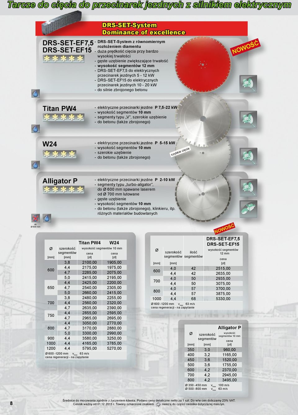 do silnie zbrojonego betonu Titan P4 elektryczne przecinarki jezdne P 7,522 k segmenty typu V, 24 elektryczne przecinarki jezdne P 515 k ie cięc bkie sz y Alligator P elektryczne przecinarki jezdne P