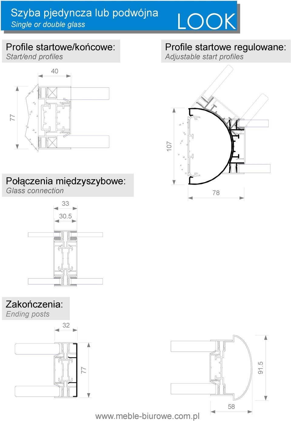 regulowane: Adjustable start profiles 40 107 77 Połączenia