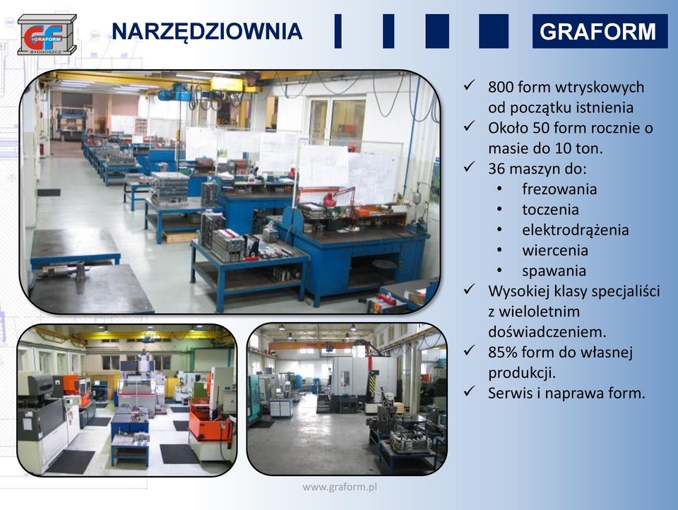 36 maszyn do: frezowania toczenia elektrodrążenia wiercenia spawania