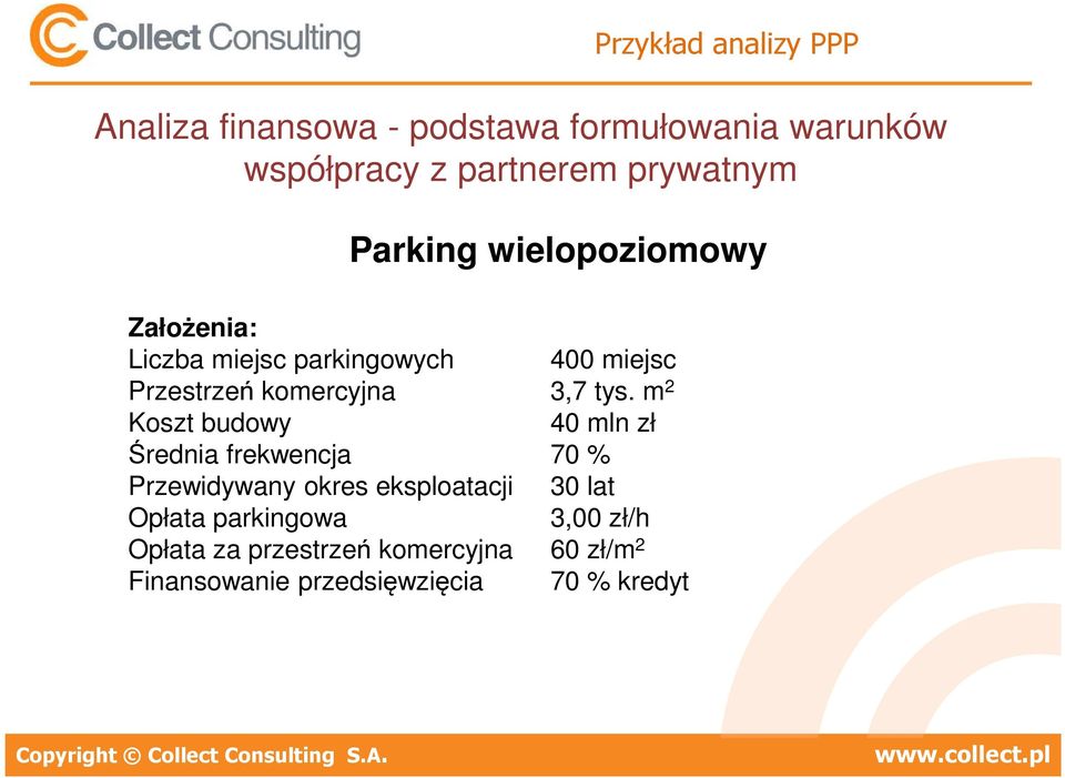 m 2 Koszt budowy 40 mln zł Średnia frekwencja 70 % Przewidywany okres