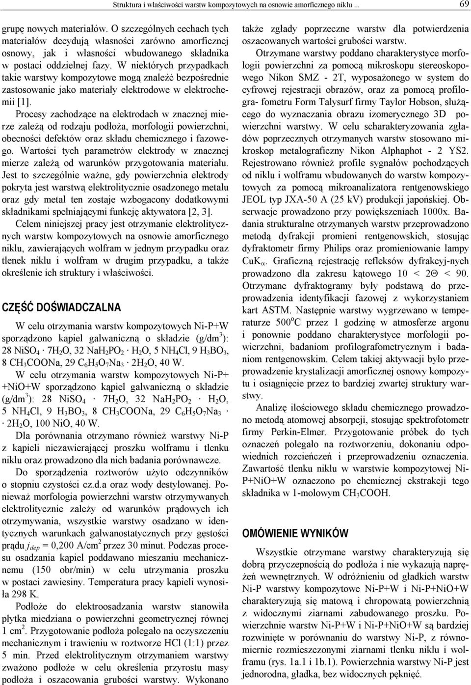 niektórych przypadkach takie warstwy kompozytowe mogą znaleźć bezpośrednie zastosowanie jako materiały elektrodowe w elektrochemii [1].