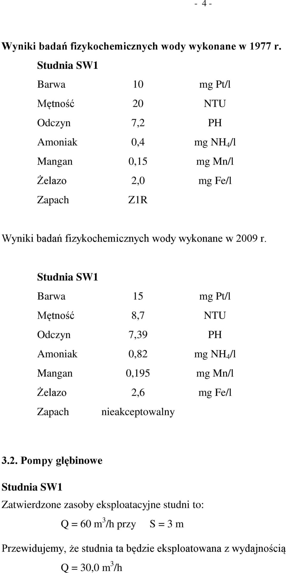 fizykochemicznych wody wykonane w 2009 r.