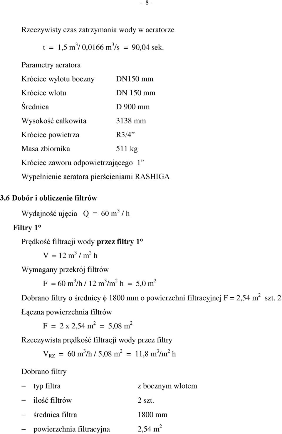 Wypełnienie aeratora pierścieniami RASHIGA 3.