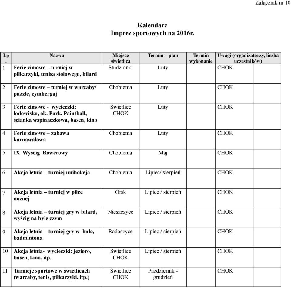 Studzionki Luty CHOK Luty CHOK 3 Ferie zimowe - wycieczki: lodowisko, ok.