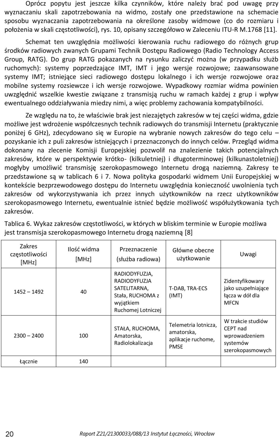 Schemat ten uwzględnia możliwości kierowania ruchu radiowego do różnych grup środków radiowych zwanych Grupami Technik Dostępu Radiowego (Radio Technology Access Group, RATG).