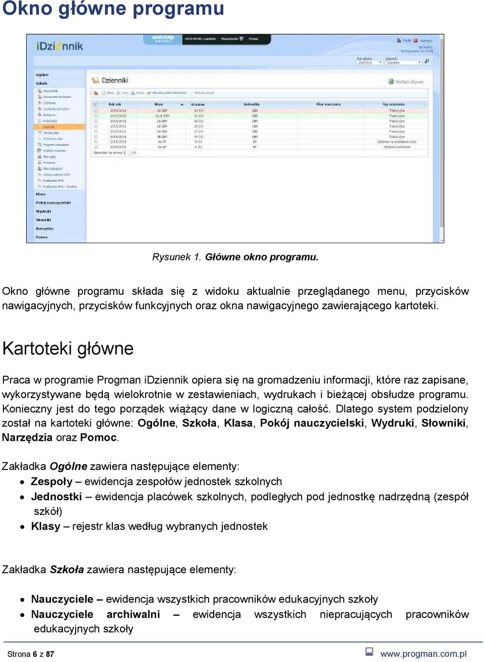 Kartoteki główne Praca w programie Progman idziennik opiera się na gromadzeniu informacji, które raz zapisane, wykorzystywane będą wielokrotnie w zestawieniach, wydrukach i bieżącej obsłudze programu.