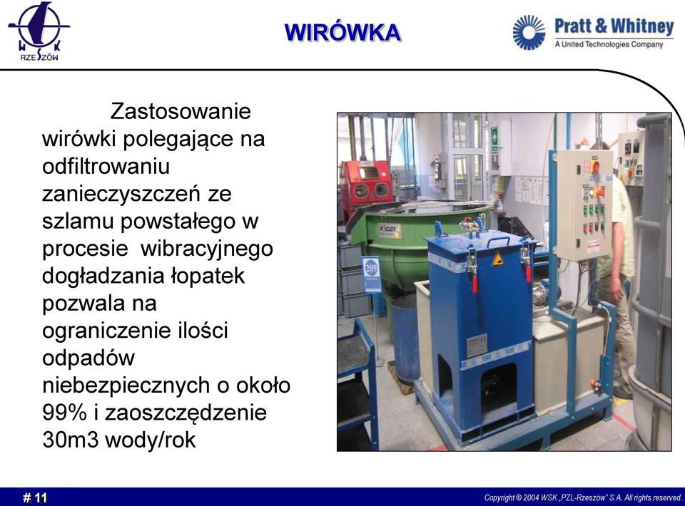 dogładzania łopatek pozwala na ograniczenie ilości odpadów