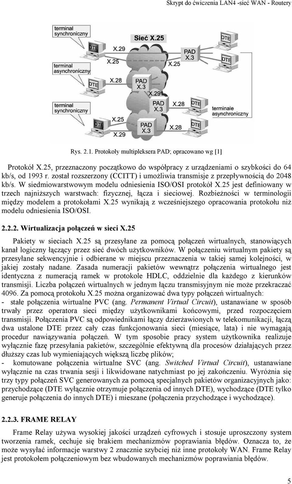 25 jest definiowany w trzech najniższych warstwach: fizycznej, łącza i sieciowej. Rozbieżności w terminologii między modelem a protokołami X.