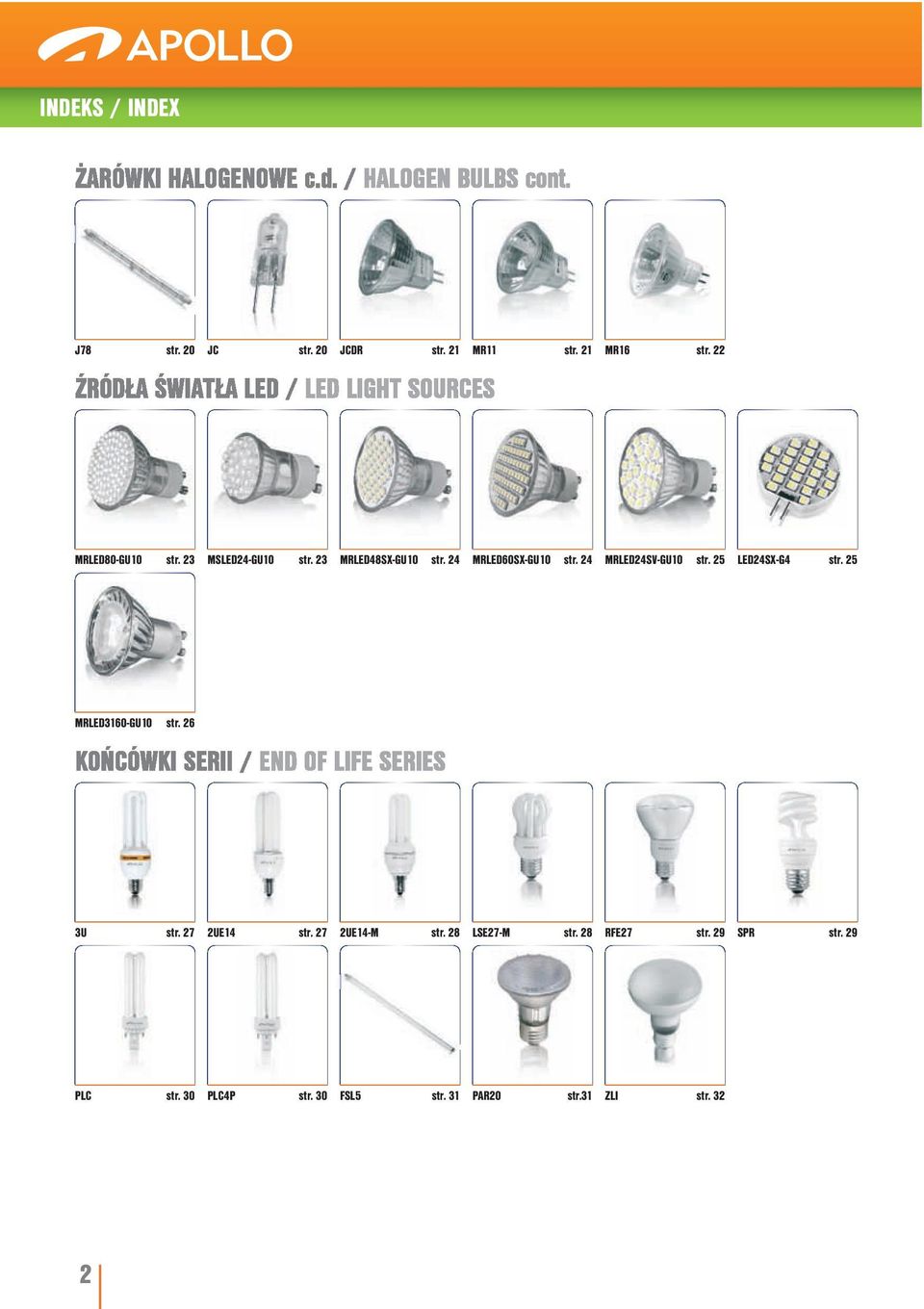 25 LED24SX-G4 str. 25 MRLED3160-GU10 str. 26 3U str. 27 2UE14 str. 27 2UE14-M str.