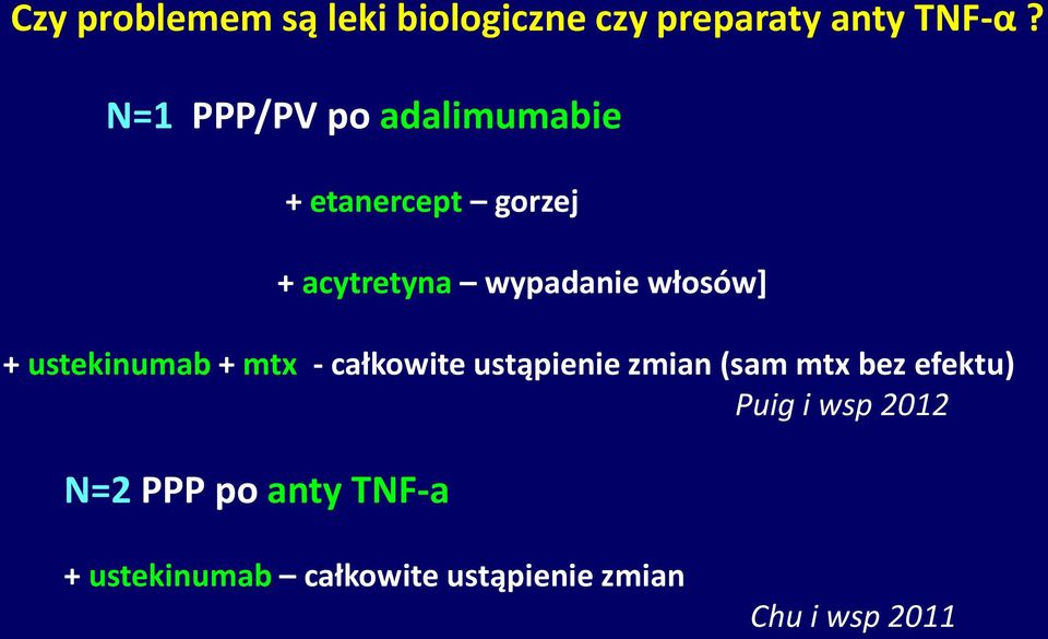 włosów] + ustekinumab + mtx - całkowite ustąpienie zmian (sam mtx bez