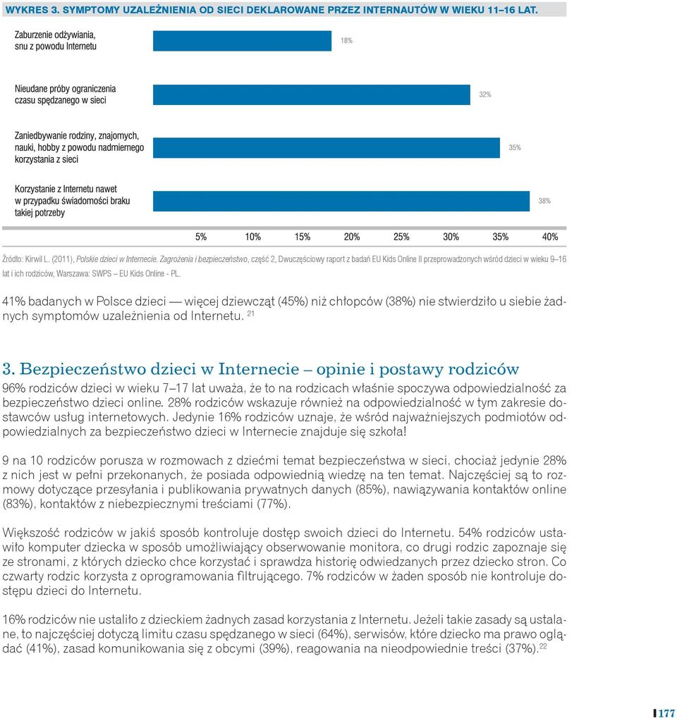 41% badanych w Polsce dzieci więcej dziewcząt (45%) niż chłopców (38%) nie stwierdziło u siebie żadnych symptomów uzależnienia od Internetu. 21 3.