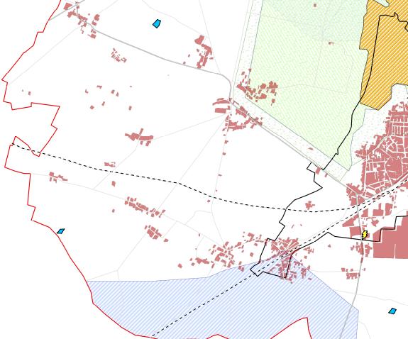 3 możliwe lokalizacje turbin wiatrowych Wielkość powierzchni ok. 3 ha Wysokość piasty 140 m z 3 MWp na instalację 1.