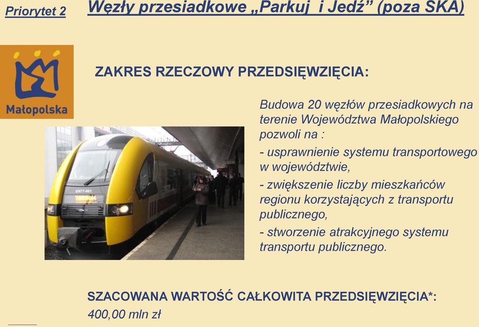 województwie, - zwiększenie liczby mieszkańców regionu korzystających z transportu publicznego, -