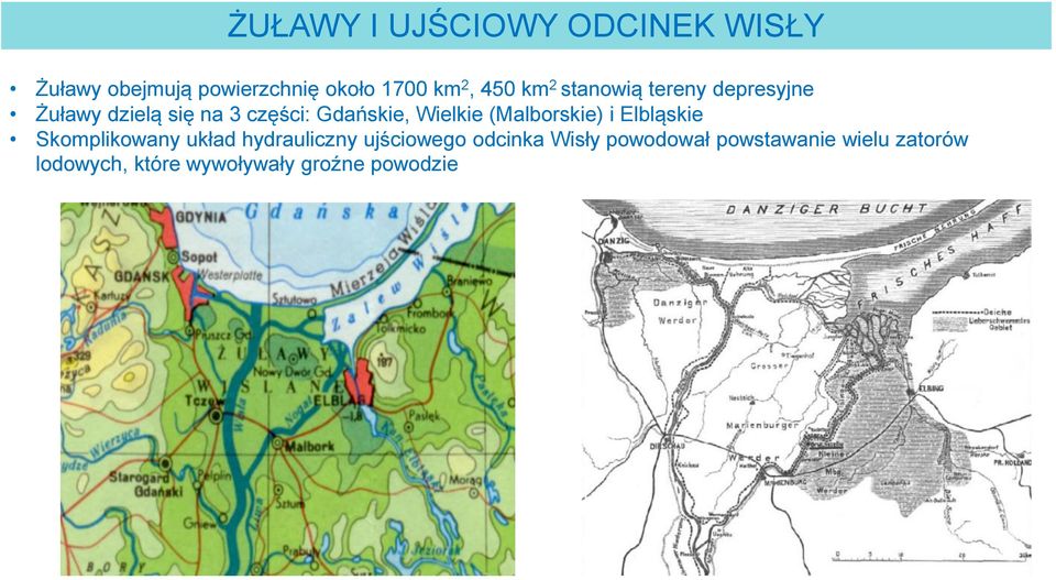 Wielkie (Malborskie) i Elbląskie Skomplikowany układ hydrauliczny ujściowego