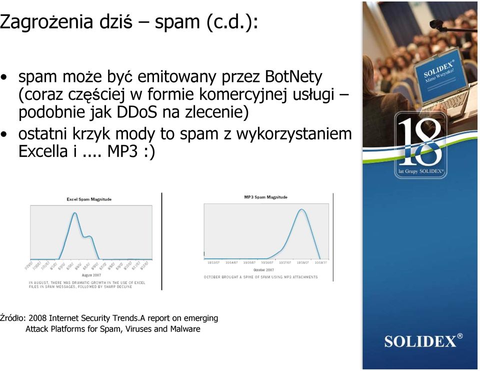 ): spam może być emitowany przez BotNety (coraz częściej w formie komercyjnej