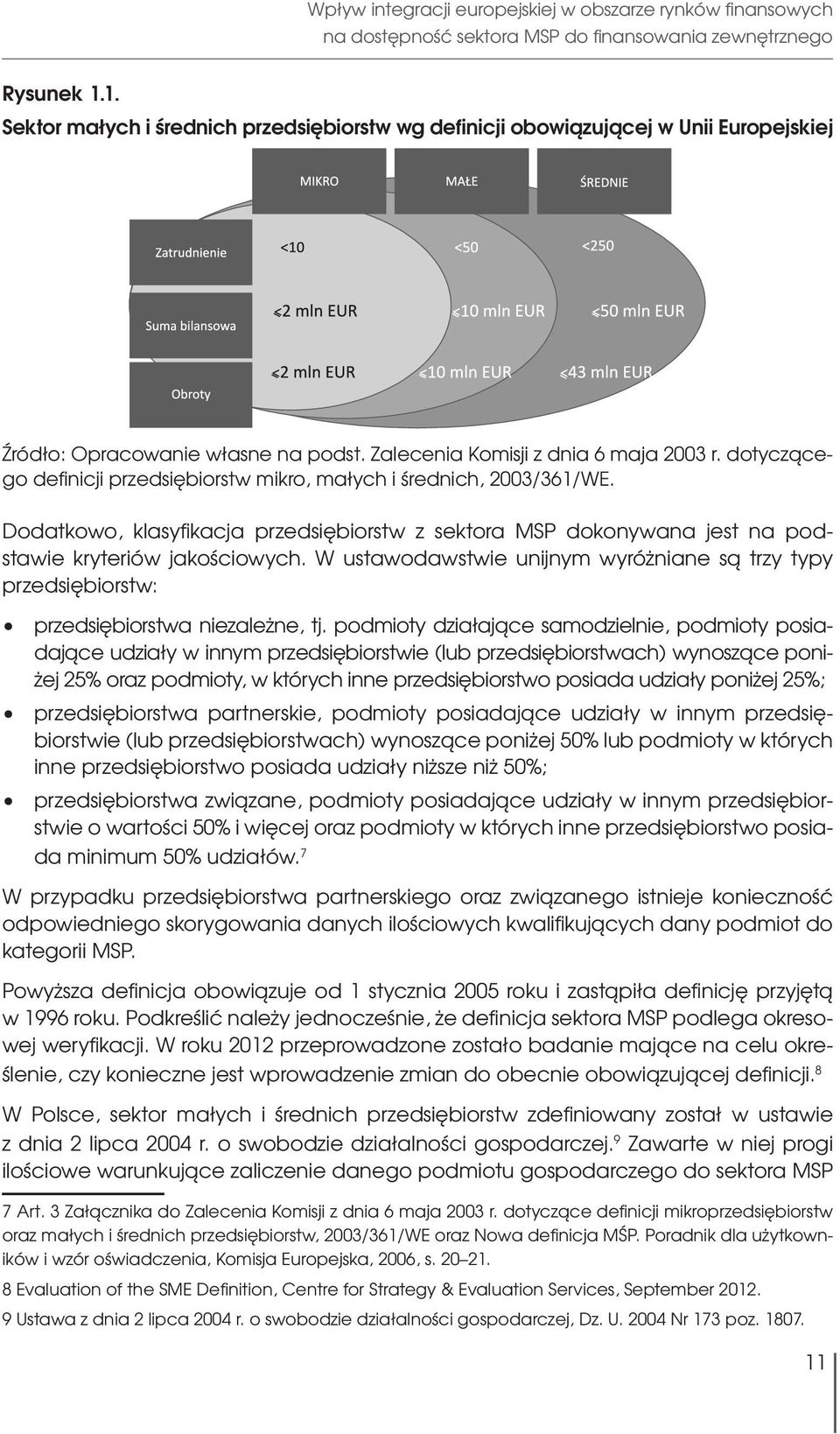 dotyczącego definicji przedsiębiorstw mikro, małych i średnich, 2003/361/WE. Dodatkowo, klasyfikacja przedsiębiorstw z sektora MSP dokonywana jest na podstawie kryteriów jakościowych.