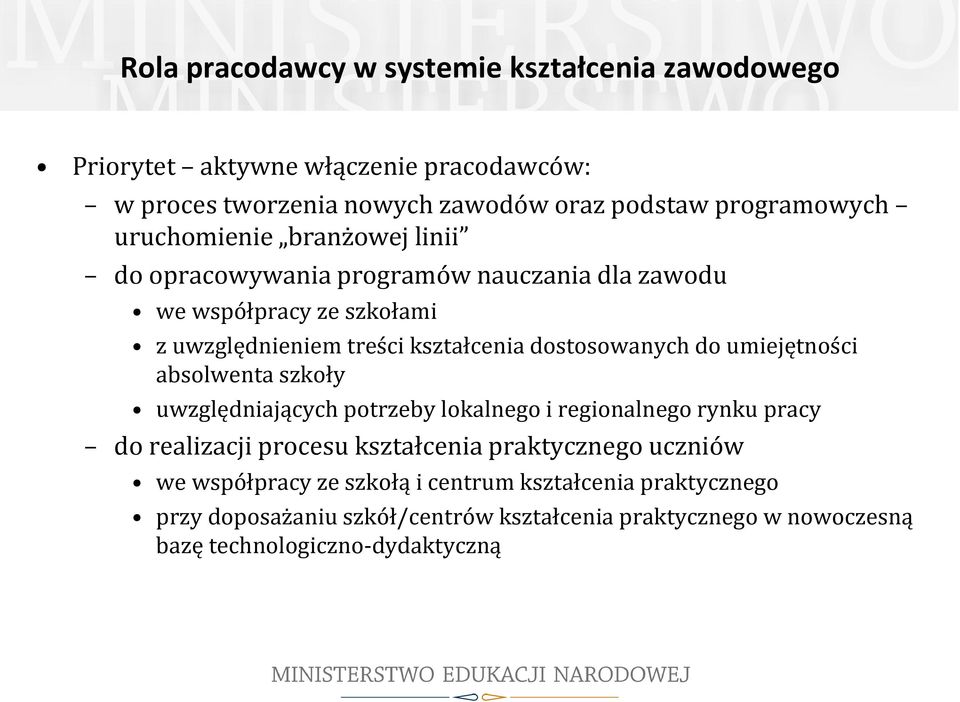 do umiejętności absolwenta szkoły uwzględniających potrzeby lokalnego i regionalnego rynku pracy do realizacji procesu kształcenia praktycznego uczniów