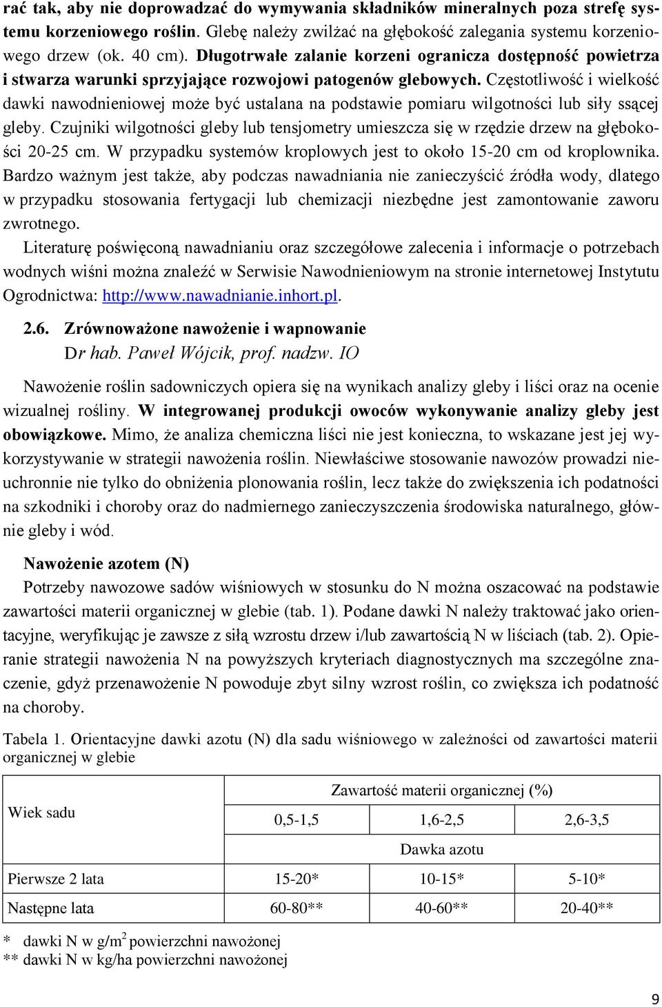 Częstotliwość i wielkość dawki nawodnieniowej może być ustalana na podstawie pomiaru wilgotności lub siły ssącej gleby.