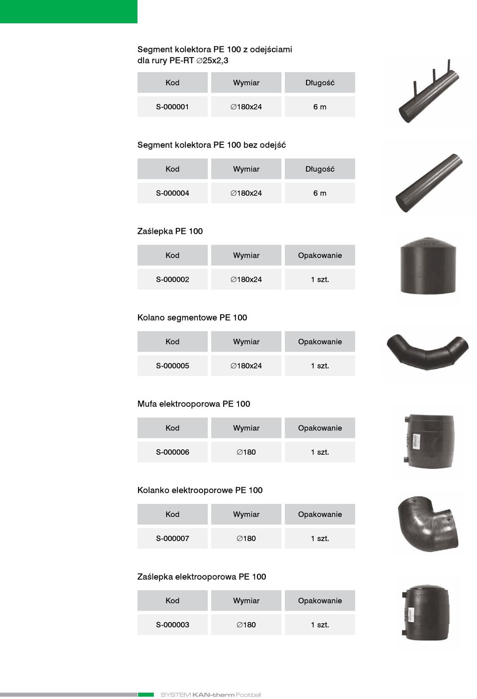 Kolano segmentowe PE 100 S-000005 180x24 1 szt. Mufa elektrooporowa PE 100 S-000006 180 1 szt.
