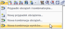 6 Kombinacja przypadków obciążeń 6.2 Tworzenie obwiedni kombinacji obciążeń Z wyników naszych trzech kombinacji obciążeń tworzymy obwiednię zawierającą dodatnie i ujemne wartości ekstremalne.