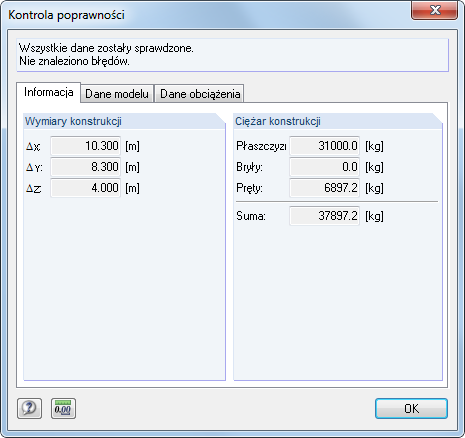 7 Obliczenia 7. Obliczenia 7.1 Sprawdzanie danych Przed obliczeniem konstrukcji chcemy, aby program RFEM sprawdził wprowadzone przez nas dane.