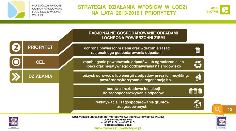 ograniczanie ich ilości oraz negatywnego oddziaływania na środowisko odzysk surowców lub energii z odpadów przez ich recykling, powtórne