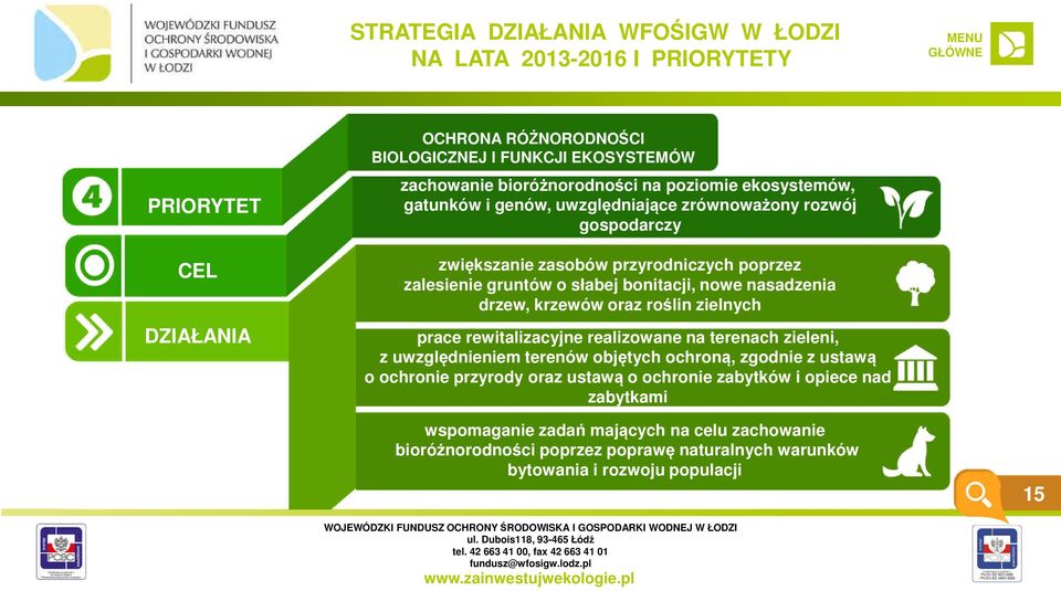 nasadzenia drzew, krzewów oraz roślin zielnych prace rewitalizacyjne realizowane na terenach zieleni, z uwzględnieniem terenów objętych ochroną, zgodnie z ustawą o ochronie