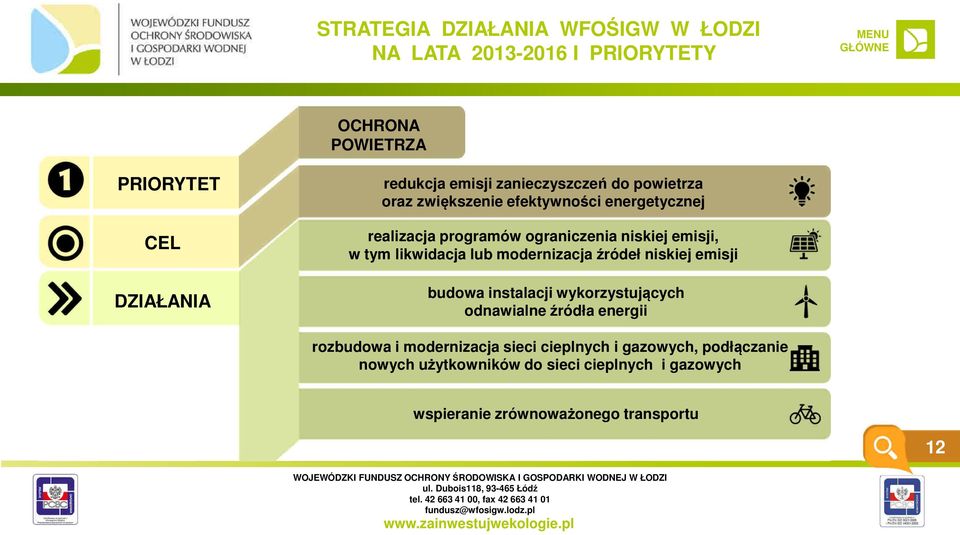 likwidacja lub modernizacja źródeł niskiej emisji budowa instalacji wykorzystujących odnawialne źródła energii rozbudowa i