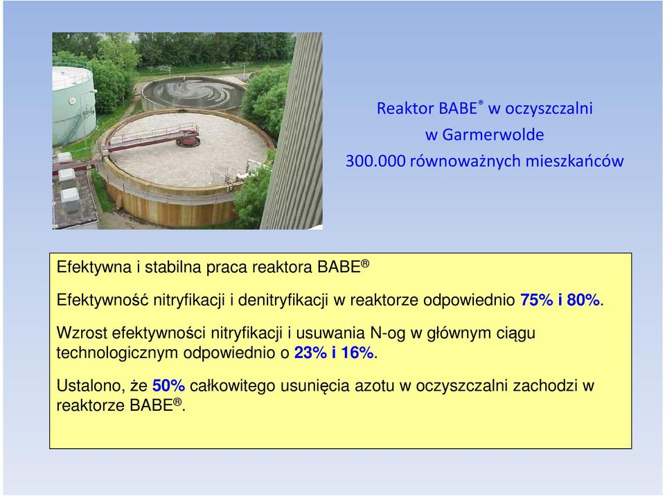 denitryfikacji w reaktorze odpowiednio 75% i 80%.