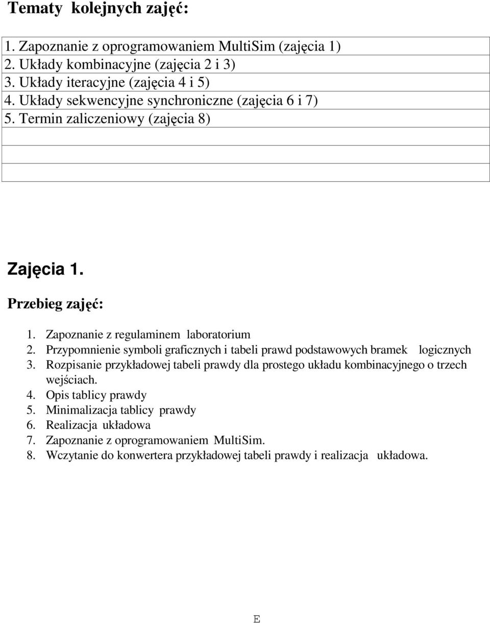 Przypomnienie symboli graficznych i tabeli prawd podstawowych bramek logicznych 3.