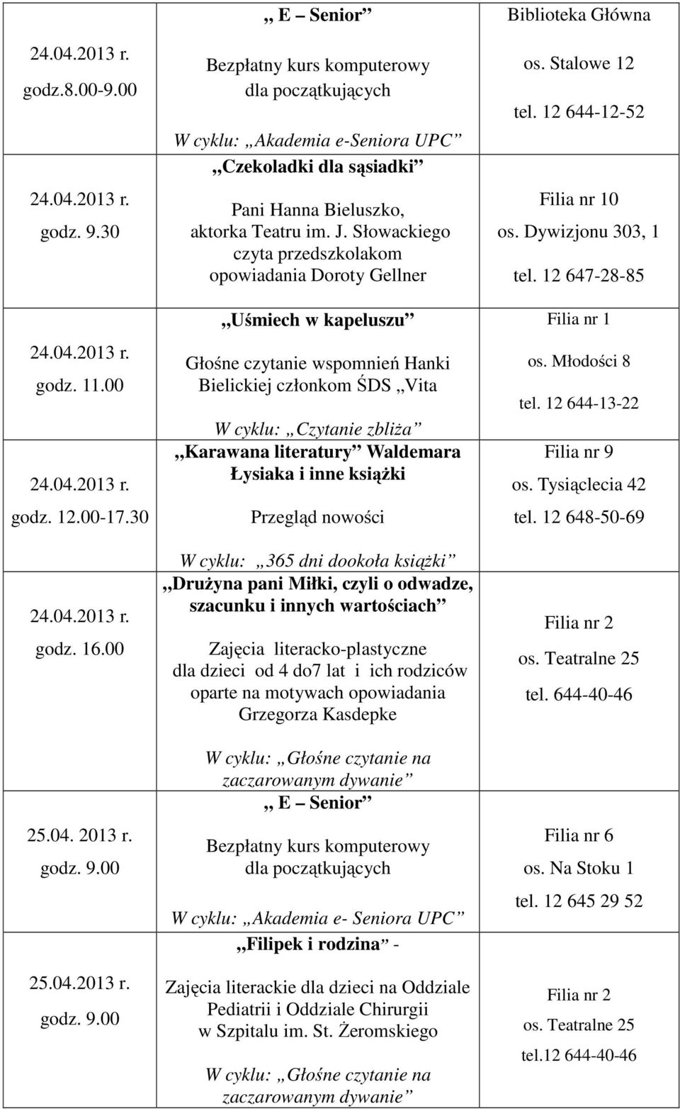 Łysiaka i inne książki Przegląd nowości W cyklu: 365 dni dookoła książki Drużyna pani Miłki, czyli o odwadze, szacunku i innych wartościach Zajęcia literacko-plastyczne dla dzieci od 4 do7 lat i ich