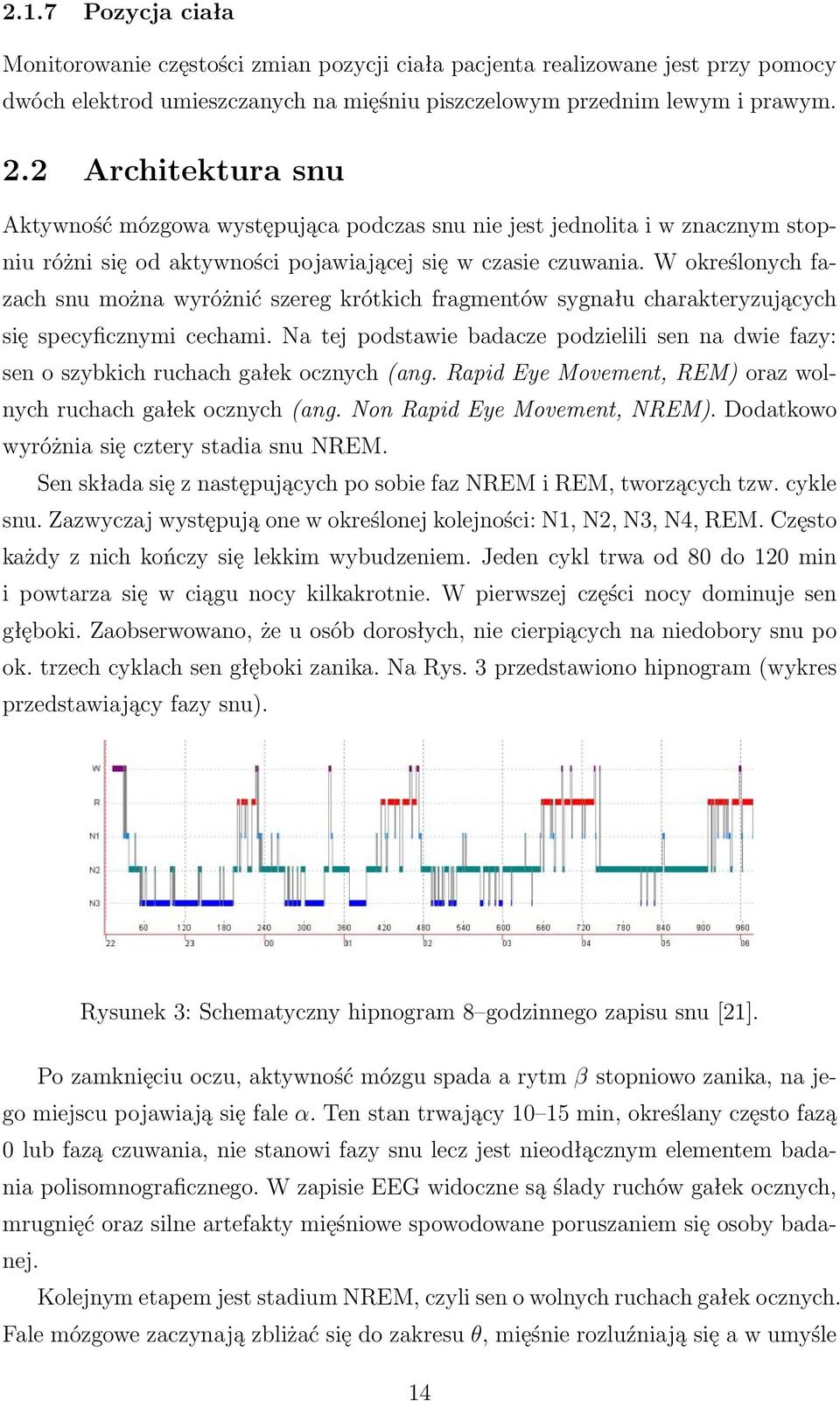 W określonych fazach snu można wyróżnić szereg krótkich fragmentów sygnału charakteryzujących się specyficznymi cechami.