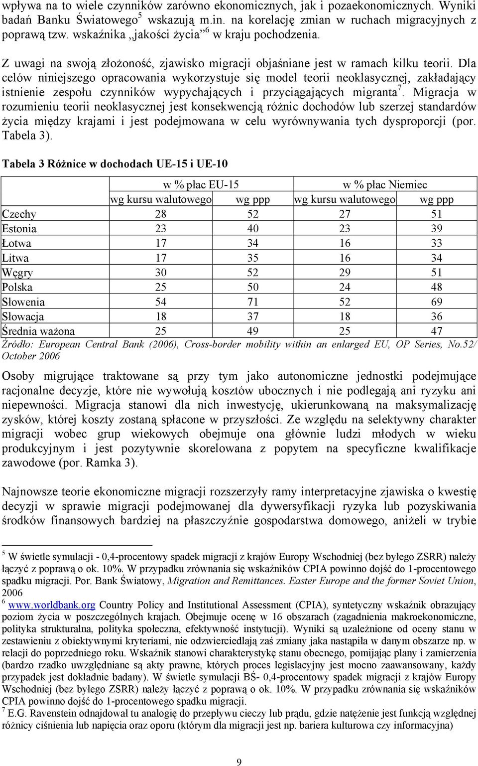 Dla celów niniejszego opracowania wykorzystuje się model teorii neoklasycznej, zakładający istnienie zespołu czynników wypychających i przyciągających migranta 7.