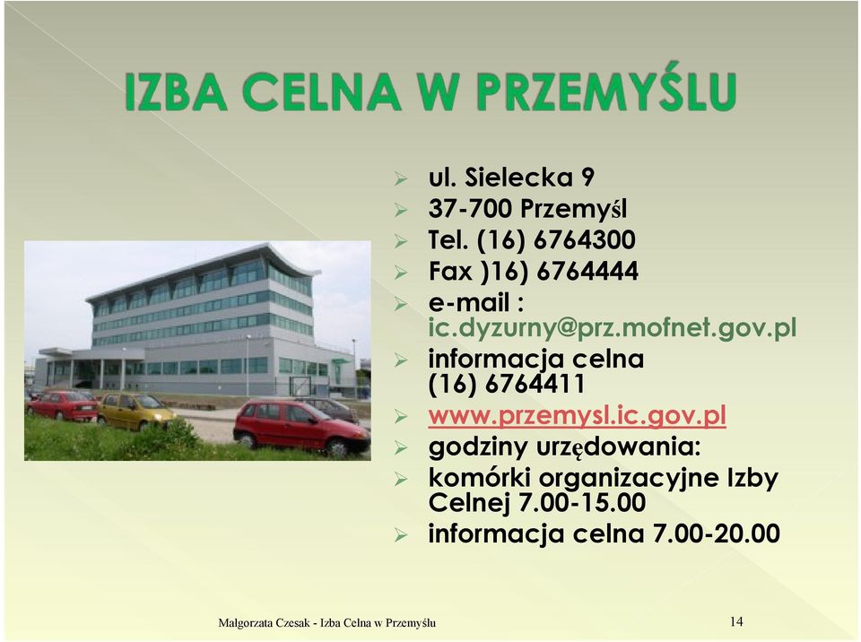 pl informacja celna (16) 6764411 www.przemysl.ic.gov.