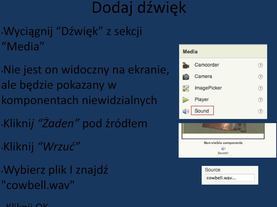 komponentach niewidzialnych Kliknij Żaden pod