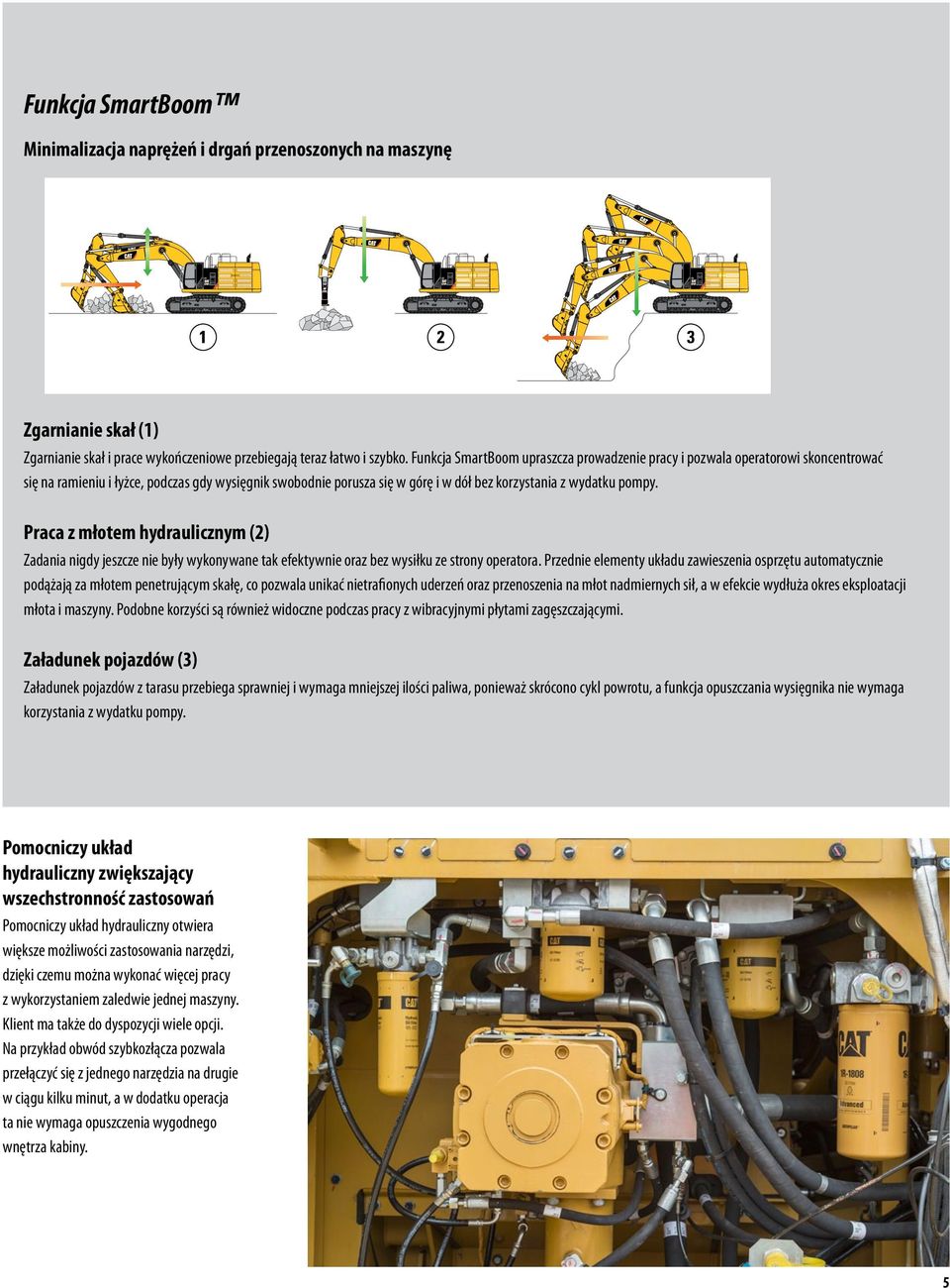 Praca z młotem hydraulicznym (2) Zadania nigdy jeszcze nie były wykonywane tak efektywnie oraz bez wysiłku ze strony operatora.