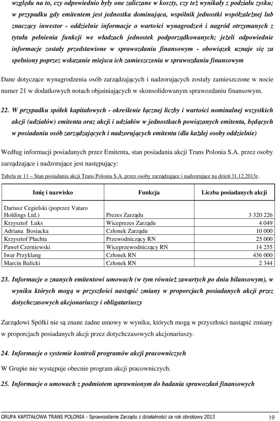 sprawozdaniu finansowym - obowiązek uznaje się za spełniony poprzez wskazanie miejsca ich zamieszczenia w sprawozdaniu finansowym Dane dotyczące wynagrodzenia osób zarządzających i nadzorujących