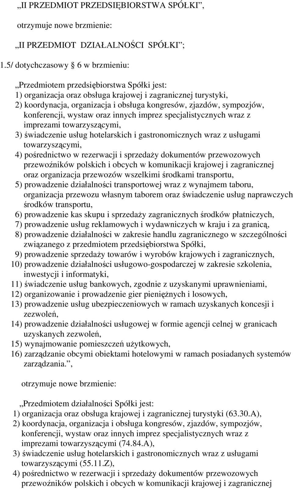 sympozjów, konferencji, wystaw oraz innych imprez specjalistycznych wraz z imprezami towarzyszącymi, 3) świadczenie usług hotelarskich i gastronomicznych wraz z usługami towarzyszącymi, 4)