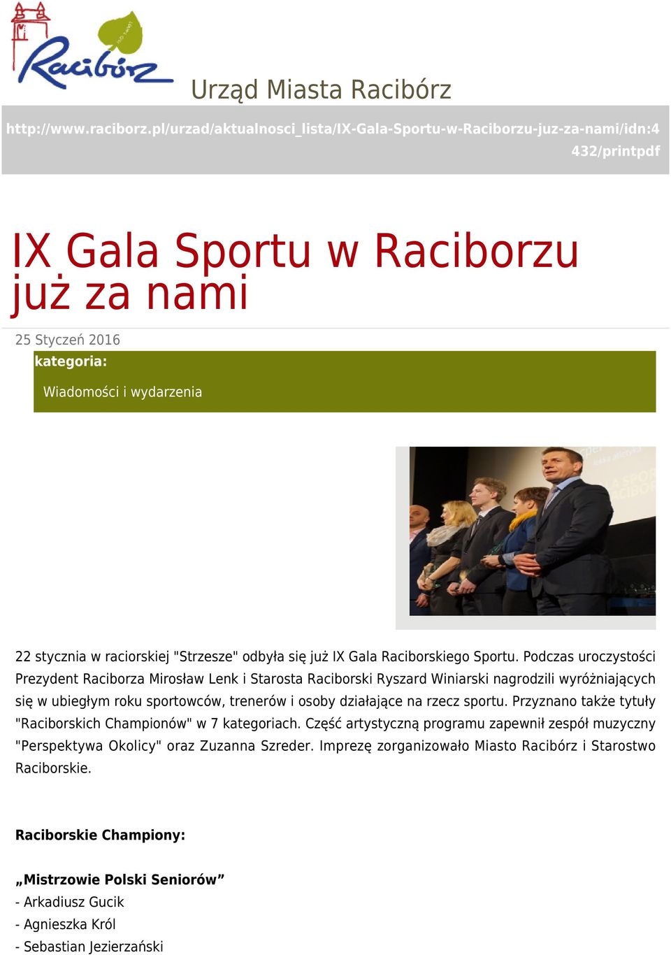 raciorskiej "Strzesze" odbyła się już IX Gala Raciborskiego Sportu.