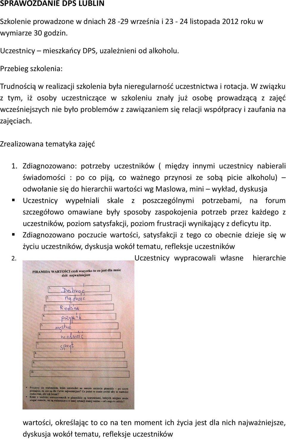 W związku z tym, iż osoby uczestniczące w szkoleniu znały już osobę prowadzącą z zajęć wcześniejszych nie było problemów z zawiązaniem się relacji współpracy i zaufania na zajęciach.